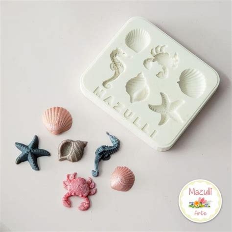 Molde De Silicone Fundo Do Mar Miniaturas Mazulli Arte Moldes De