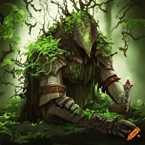Defeated Knight Overgrown By Nature On Craiyon