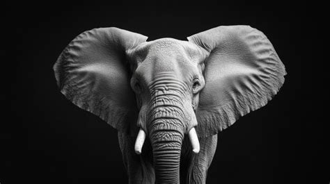 Elephant in Fine Art Black and White Isolated on White Background for ...