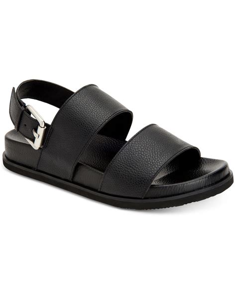 Calvin Klein Magnum Smooth Tumbled Leather Sandals In Black For Men Lyst