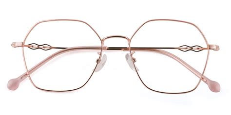 Gold Geometric Unique Full Rim Metal Medium Glasses For Female From Wherelight