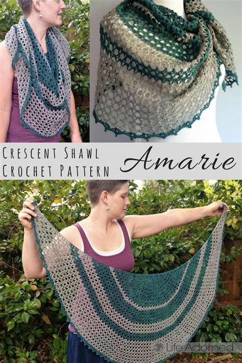 Crescent Shawl Crochet Pattern Amarie Life Adorned Crescent Shawl