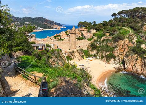 View on the Historic Beach Town Tossa De Mar on the Costa Brava Beach ...