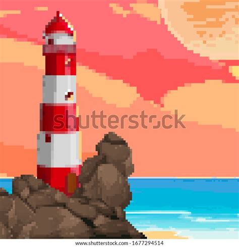 Pixel Background Summer Vacationsummer Beach Game Stock Vector Royalty