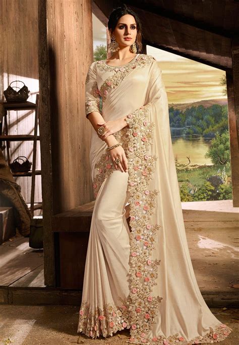 Beige Silk Festival Wear Saree 168060 Saree Designs Party Wear