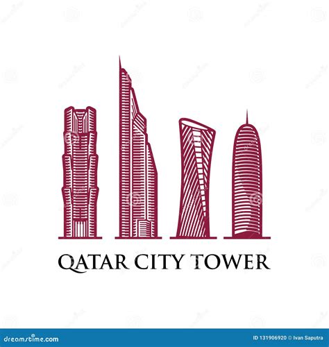 Qatar City Tower Logo Design Inspiration Qatar Tower Vector Stock