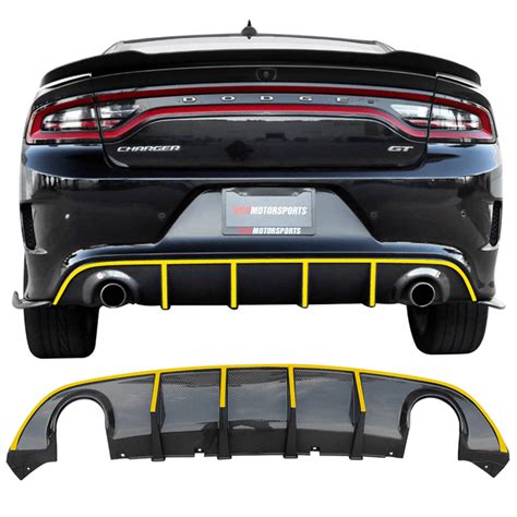 Ikon Motorsports Compatible With 15 23 Dodge Charger Srt V3 Style Rear Diffuser With Yellow