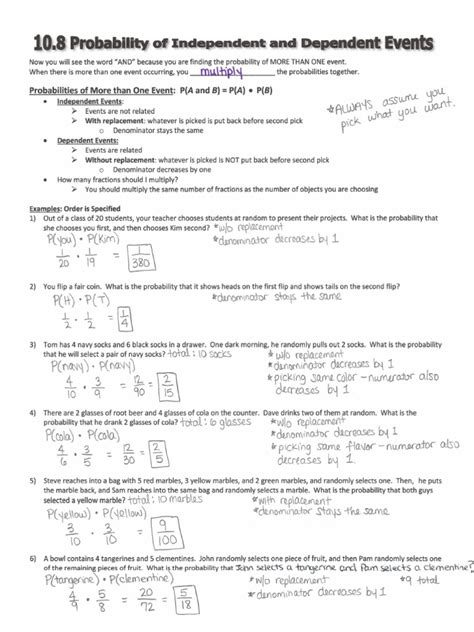 108 Independent And Dependent Events Key Pdf Worksheets Library