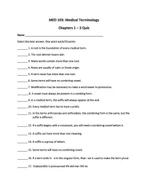 Medical Terminology Questions And Answers Pdf Fill Online Printable