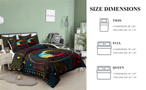 Amazon Ninenine Colorful Sun And Moon Bedding Sets Queen Size For