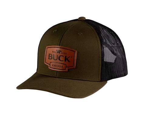 Buck Od Green Leather Patch Logo Trucker Hat Buck® Knives Official Site