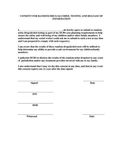 Drug Testing Consent Form Template