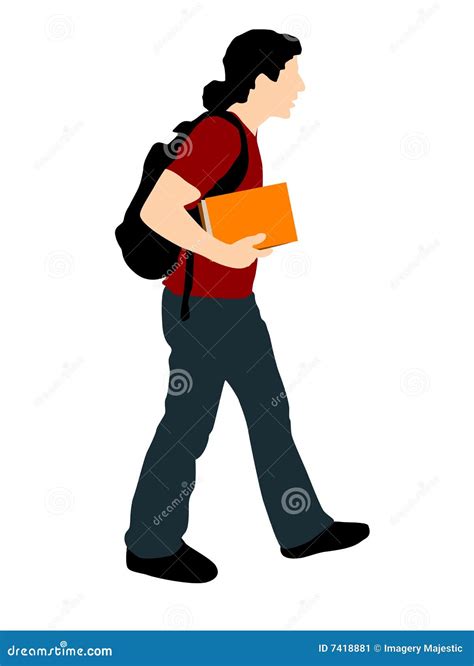 Young Student Walking With Books Stock Illustration Image 7418881