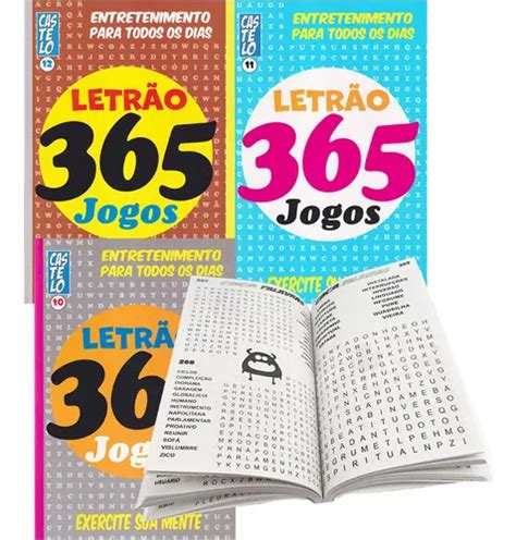 Livro Caça Palavras Letrão 365 Jogos Série 3 Kit C 4 Volumes MercadoLivre