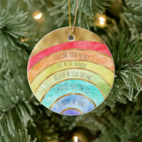 Gold Inspirational Quotes Rainbow Personalized Ceramic Ornament Zazzle