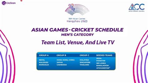 Asian Games 2023 Cricket Schedule, Team List, Venue, And Live TV - CricGram