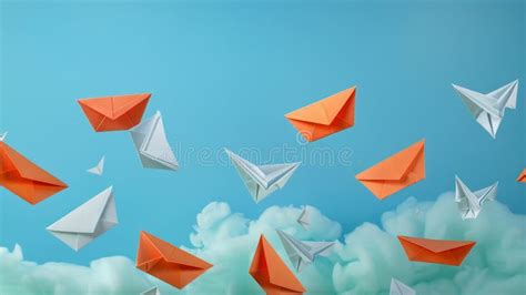 Paper Airplanes Soar through the Clouds Stock Image - Image of cloudy ...