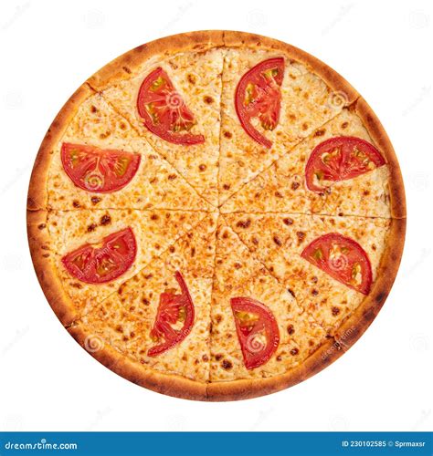 Pizza De Margherita Cozida Isolada Tomate Imagem De Stock Imagem