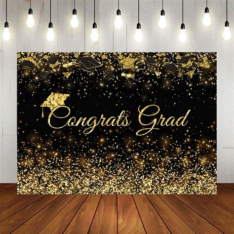 Buy Lofaris Class Of 2023 Congrats Grad Black Golden Glitter Backdrop