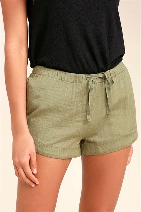 Rvca Yume Shorts Olive Green Shorts Cotton Shorts Drawstring