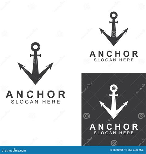 Logo And Anchor Symbol Design Vector Illustration Template Stock Vector