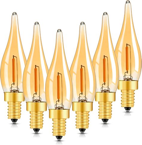 Grensk E12 Candelabra LED Night Lights 0 7W Amber Low Watt Candle