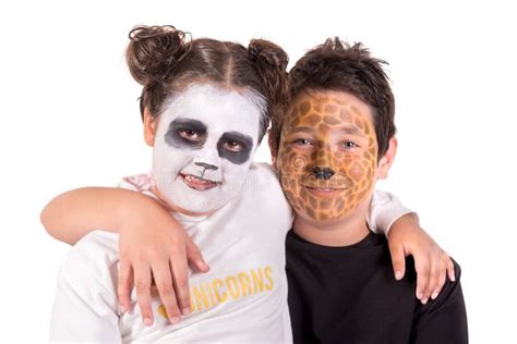 Kids with Animal Face-paint Stock Photo - Image of happy, facial: 138716670