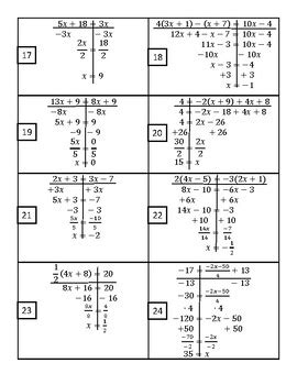 Multistep Equation Task Card Analysis By Jessica Bowyer Tpt