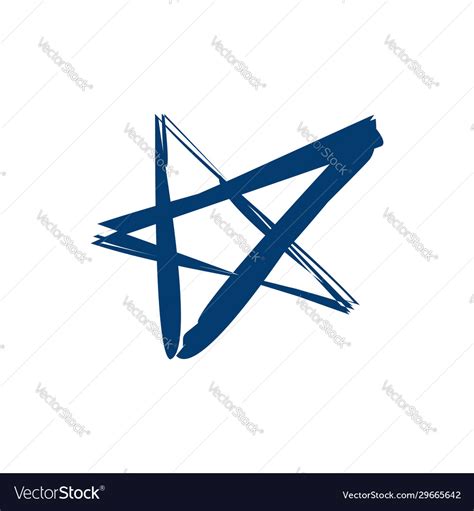 Blue star brush line logo template design Vector Image