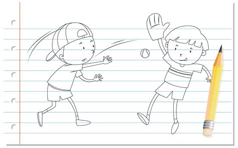 Doodle of boys playing baseball 1337903 Vector Art at Vecteezy