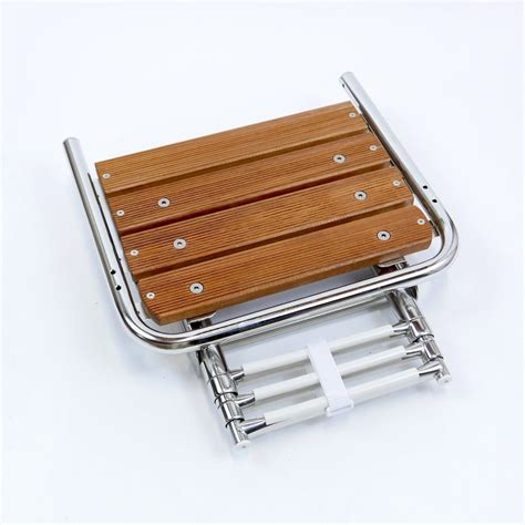 Teak Swim Platform With Telescopic Ladder 316 Stainless Steel 3 Steps