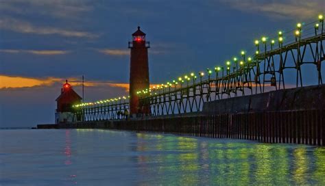 Grand Haven Pier At Night Photograph By Roger Swieringa