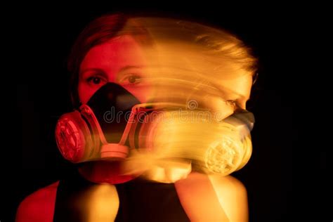 Attractive Blonde Woman In Face Respirator Mask Stock Image Image Of Infection Attractive