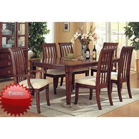 Brown Standard 6 Seater Stylish Wooden Dining Table Set, For Home at Rs ...