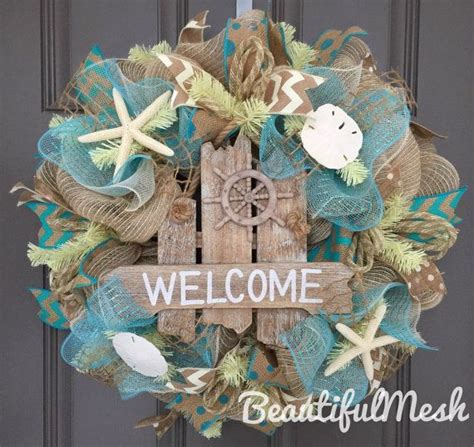 Welcome Beach Burlapdeco Mesh Wreath With By Beautifulmesh Starfish