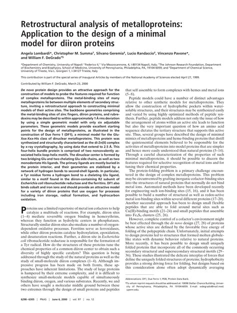 PDF Retrostructural Analysis Of Metalloproteins Application To The