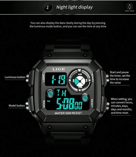 Orologio Per Bambini Lige Digital Mens Orologi Migliore Lusso Sport