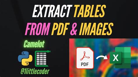 Extract Tables From PDFs Images Convert PDF To Excel Using Camelot