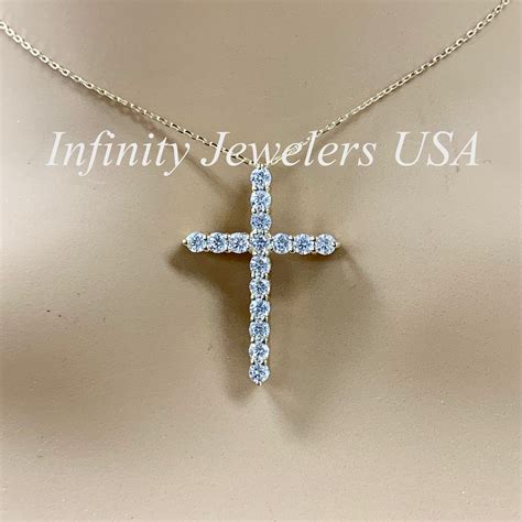 Moissanite Cross Pendant Necklace 14K Yellow Gold Moissanite Etsy