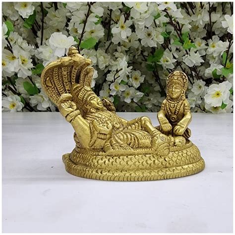 Lord Vishnu Goddess Lakshmi Sitting On Anant Nag Brass Etsy