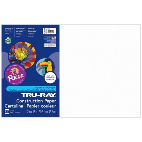 Construction Paper, White, 12" x 18", 50 Sheets - PAC103058 | Dixon ...