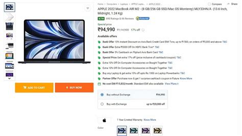 Apple MacBook Air M2 Offer During Flipkart Big Billion Days Sale Price