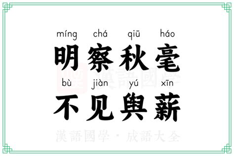 明察秋毫，不见舆薪的意思成语明察秋毫，不见舆薪的解释 汉语国学