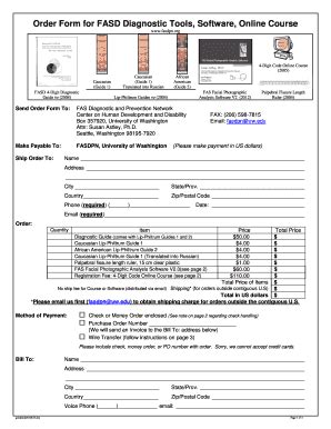 Order Form For FASD Diagnostic Tools Software Online Course Fill