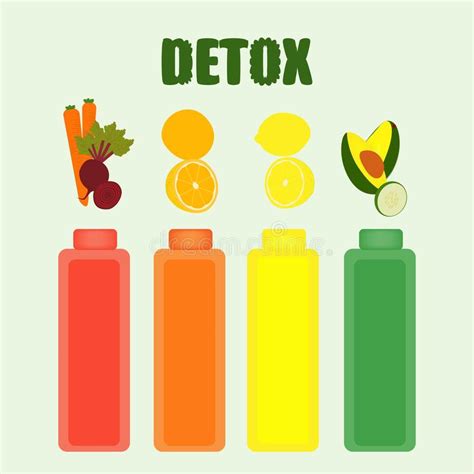 Sistema De Diversas Frutas Del Detox Ilustración del Vector