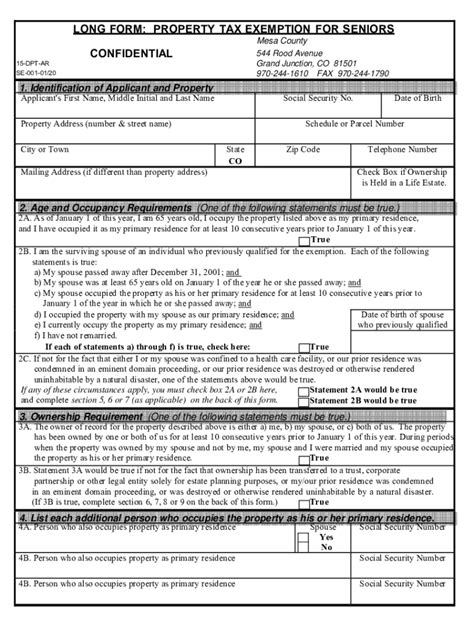 Fillable Online Assessor Mesacounty PDF Senior Property Tax Exemption