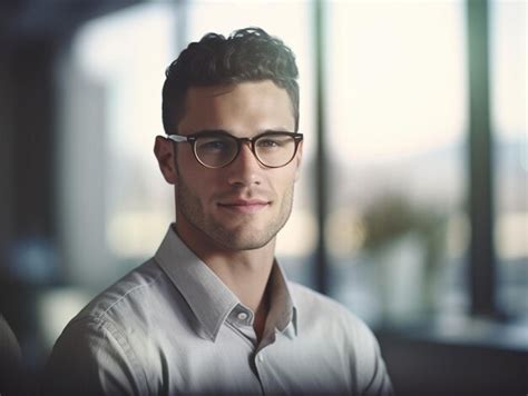 Premium Ai Image A Man Wearing Glasses And A Shirt With A Collar That