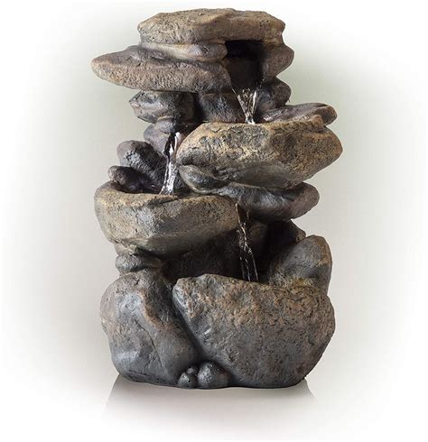 Alpine Corporation Indoor Outdoor Tabletop Rock Fountain With Led