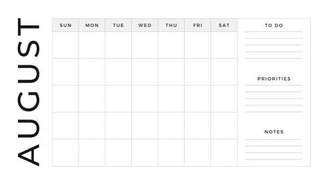 Blank August Calendar Templates - FREE Printable Calendars