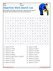 Opposite Adjectives Word Search Puzzle ALL ESL 50 OFF